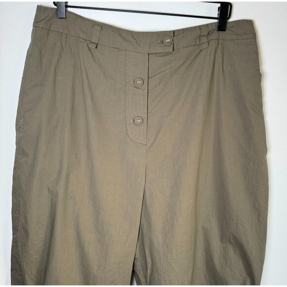 Crea Concept Women Button Front Cropped Pant 44 Olive Green Brown Made in Turkey - Picture 3 of 14